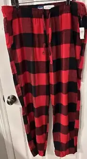 NWT Old Navy Men’s SZ XL Black, Red Buffalo Plaid Cotton Flannel Sleep PJ Pants