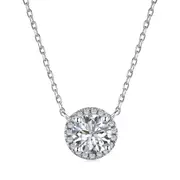 ANYCO Necklace 925 Silver for Woman Diamond Big Iced Halo Pendant Rhodium Platting Cubic Zirconia 5A Jewelry