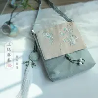 在飛比找ETMall東森購物網優惠-復古中國風棉麻刺繡小方包文藝