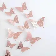 36pcs Butterfly Wall Decor, 3D Butterflies Stickers for Party Decorations，Kids Nursery Classroom Wedding Decor (Pink)