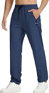 Surenow Men's Athletic Running Sweatpants Lightweight Stretch Jogger Track Pants Tapered Workout Gym Pants with Zipper Pocket