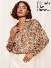 Friends Like These Brown Satin Button Through Shirt (E07580) | $55