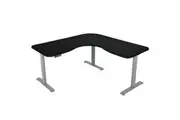 Fortia Corner Standing Desk, 1730W x 1730W x 750D, 3 Motors, 120kg Load, Sit to Stand Up Electric Height Adjustable, Black/Silver Frame