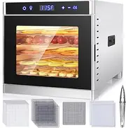 Stainless Steel Food Dehydrator 700W, 6/8 Tier Dehydrator Food Dryer Machine with 35-75℃ Temperature & 24H Timer, Removable Trays, Led Touch Screen Fruit Dryer Meat Dehydrator Pet Food Dryer