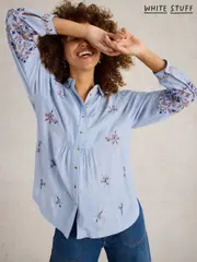 White Stuff Blue Geri Embroidered Shirt (F20600) | $96