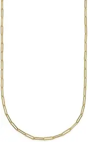 [JewelryWeb] 14k Solid Yellow Gold 1.7mm Small Paperclip 41 Centimeters + 5 Centimeters Chain Chain Necklace for Women and Men