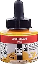 Royal Talens Amsterdam Acrylic Ink, 30ml Bottle with Dropper, AZO Yellow Deep (17202700)
