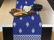 Hamsa Blue Table Runners 12"x72" or 14"x108"