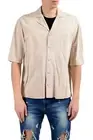 Hugo Boss "Charon_FS" Men's 100% Suede Leather Ivory Short Sleeve Casual Shirt