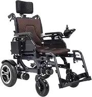 Electric wheelchair with headrest, foldable, light electric wheelchair, backrest angle adjustable, handrail can be released, 43 cm of seat width, 125 kg of weight capacity