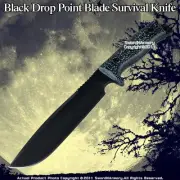 Black Drop Point Blade Survival Knife Sheath Whet Stone