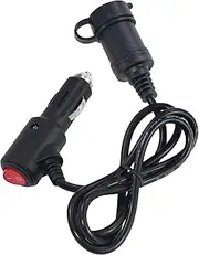 3FT Cigarette Lighter Extension Cord with On Off Switch - Car Cigarette Lighter Male Plug to Female Socket 18AWG Cigarette Lighter Extension Cable with Dust Cap,Built-in 15A Fuse for Air Compressor