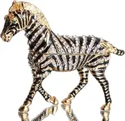Waltz&F Hand-Painted Zebra Trinket Box Animal Jewelrybox Figurine Collectible Ring Holder with Gift Box