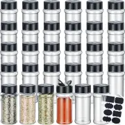 36 Pack 3 Oz Clear Plastic Spice Jars with Label and Shaker Lids Empty Spice Bot