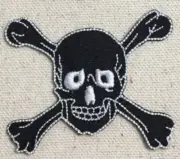 Black Skull/Crossbones . 2-1/2" x 2-1/8" iron on patch
