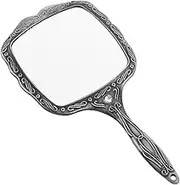 Handle Vanity Mirror Handheld Mirror Makeup Compact Silver Metal