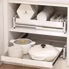 Dual-Track Pull Out Cabinet Organizer Dish Drying Shelf Slide Out Pantry Drawer