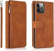 LKDJNC Case for iPhone 13/13 Mini/13 Pro/13 Pro Max, Anti-Scratch Protective Mobile Phone Back Cover Casewith Card Holder with Card Holder with Magnetic Closure (Color : Brown, Size : 13 Mini 5.4")