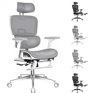[ALFORDSON] Ergonomic Office Chair with 3D Adjustable Armrest and Headrest & Footrest, Mesh Gaming Chair for Executive Computer Desk, Recline Tilt with Adaptive Back Support, Max 180kg, Prox White Grey