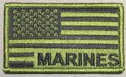 American Flag Marines subdued embroidery patch