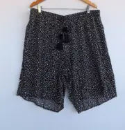 New Autograph Shorts 20 Womens Pom Pom Tassel Black White Elastic Waist