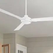 60" Casa Vieja Invictus Matte White Damp Ceiling Fan with Remote