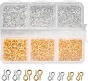 Wwxx XHX Set of 500 Screw Hook Vine Eye Rods Screw Mini Screw Eye Hooks Gold and Silver - Metal Screw Eyelets Small Screw Eyelets - 2 Sizes (4x8.5x10)