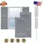 Waterproof Lifetime Vinyl Open Louver Shutters, 14.5"W x 25"H, Easy Install
