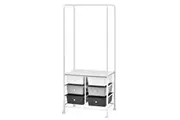 Boxsweden 6 Drawer 115cm Metal Trolley Storage w/ Garment Rack/Wheels White
