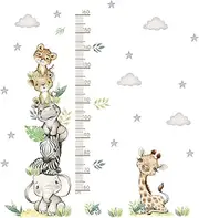 Height Growth Chart for Children, 50-150cm Self-Adhesive Forest Animals Wall Sticker Removable Waterproof Nursery Wall Stickers Animal Jungle Giraffe Elephant Wall Decals Measure Stickers