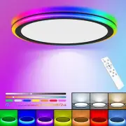 BLNAN RGB Led Flush Mount Ceiling Light with Black (RGB+Rotating Color)