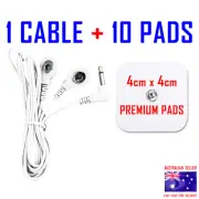 Omron compatible ELECTRODE TENS PADS CABLE WIRE LEAD CORD + TEN 4cm PADS ⭐⭐⭐⭐⭐