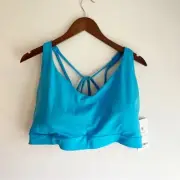 Athleta Solace Bra D-DD+ Vibrant Blue Strappy Sports Bra size 3X new with tags
