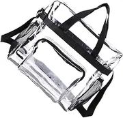 [ROMISBABA] 1Pc Large Capacity Transparent Tote Bag Portable Travel Handbag with Side Pocket for Beach Business Everyday Use Design for Towels and Essentials