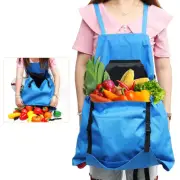 Adjustable Gardening Aprons Cross Back Harvesting Aprons with Pocket, Blue