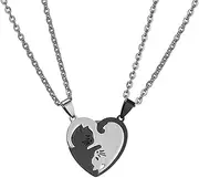 [YangQian] Friendship Necklace for 2 Girls Matching Heart Necklaces for Couples Necklace for Him and Her set Birthday Christmas Day Gifts