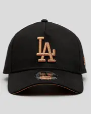 [New Era] New Era Men's Los Angeles Dodgers 9Forty A-Frame Cap in Black One Size Black
