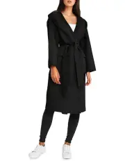 [Belle & Bloom] Runaway Wool Blend Robe Coat Black