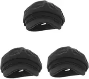 [LIFKOME] 3pcs Navy Cap Women's Peaked Cap Beret Hats for Women Hats for Fall Hats for Women Fashionable Dressy Satin Lined Beret Adjustable Beret Hats Women Cap Cotton Linen Black