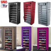 US 10-Tiers Shoe Rack Cabinet 30-Pair w/Cover Storage Shelf Shoe Tower Organizer