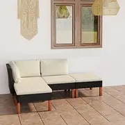 Patio Furniture Sets 4 Piece Garden Lounge Set with Cushions Poly Rattan Black