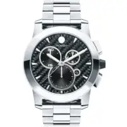 Movado Men's Vizio Black Chronograph Dial Steel Bracelet Quartz Watch 0607544