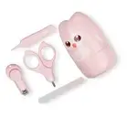Pink Baby Nail Clippers Kit Nail File, Scissor, Tweezers,4 in 1 Nail Care Set