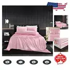 Elegant Pink King Satin Sheets Set - 5 Pieces with Deep Pocket Fitted Sheet