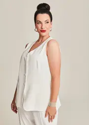 [Taking Shape] Taking Shape Dress Code Work Waistcoat Size 10 in Ivory - Plus Size Women's Clothing Ivory