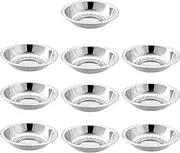uxcell Stainless Steel Tableware Round Oil Soy Container Dish Bowl 10cm Dia 8pcs Silver Tone