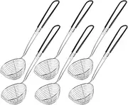 Geiserailie Hot Pot Strainer Scoops, Stainless Steel Hot Pot Strainer Spoons 2.5 inch Mini Mesh Skimmer Spoon Asian Strainer Ladle with Handle for Home (Black,6 Pieces)