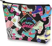 WZMPA Roller Skater Makeup Bag Roller Skating Lover Gifts Some Gil Are Built For Speed Zipper Bag Roller Skate Sport Gift