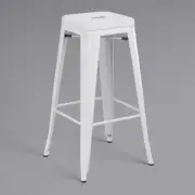 30'' High Backless White Metal Restaurant Barstool For Indoor or Outdoor Use