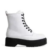 Steve Madden Women's Bettyy1 Combat Boot, White - Size 6 (US)